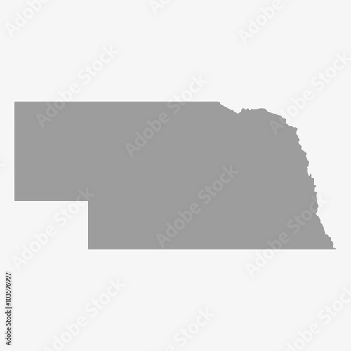Map of Nebraska State in gray on a white background