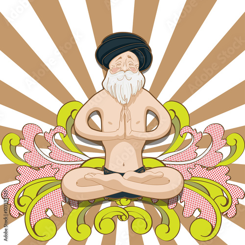 Old man yogi in Padmasana pose