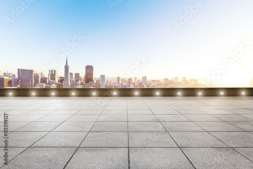 empty floor with cityscape of San Francisco