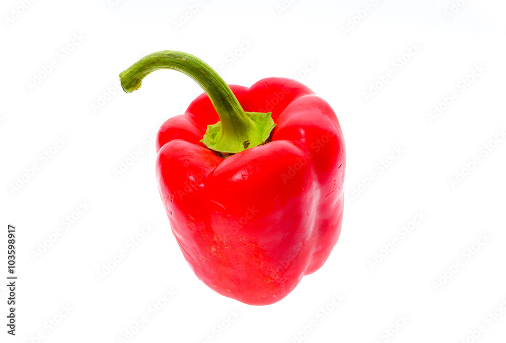 Organic big red ripe fresh bell pepper capsicum isolated on whit Organic big red ripe fresh bell pepper capsicum isolated on whit