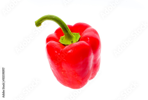 Organic big red ripe fresh bell pepper capsicum isolated on whit