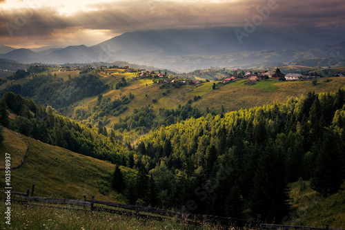 Summer Landscape in the Carpathians, Moeciu - Bran, Romania photo