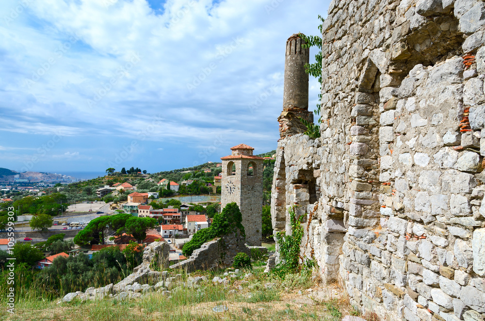 Ruins of church of St. Catherine and clock tower, Bar, Montenegro