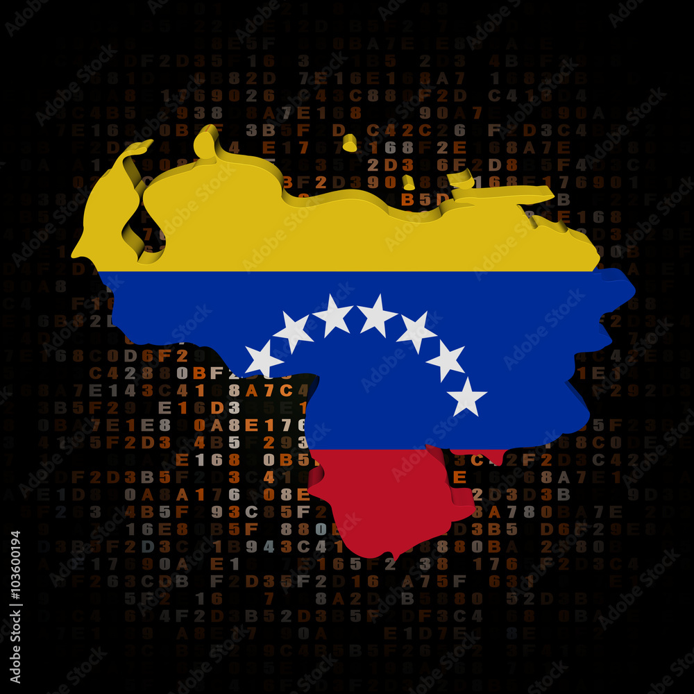 Venezuela map flag on hex code illustration