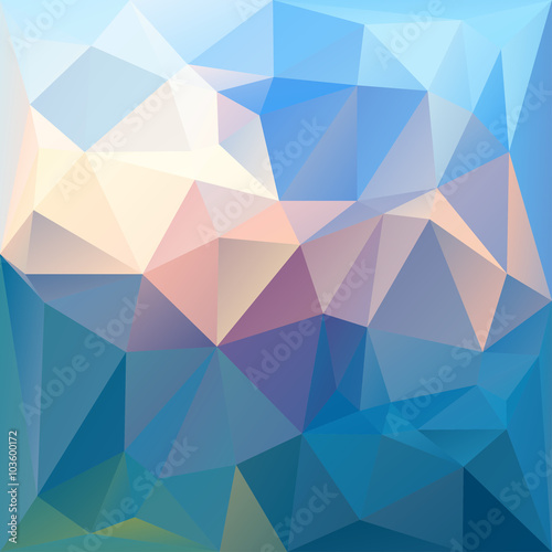 Polygonal mosaic background in blue and pink colors.