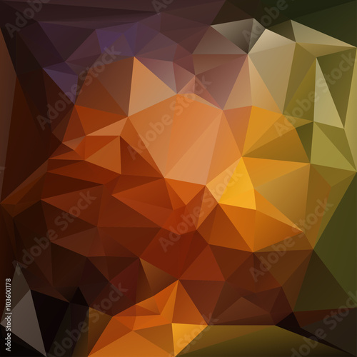 Polygonal mosaic background in red, orange and green colors.