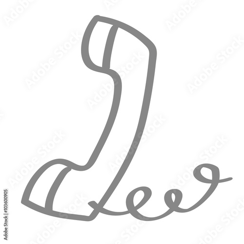 Handgezeichnetes Telefonhörer-Icon in grau