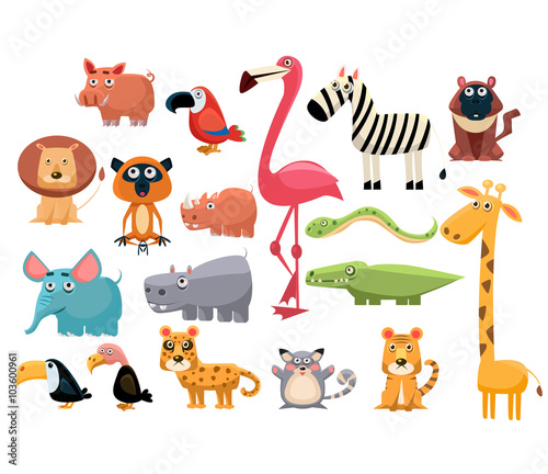 African Animals. Vector Illustration Set