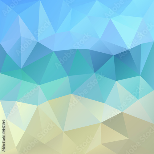 Polygonal mosaic abstract geometry background landckape in blue