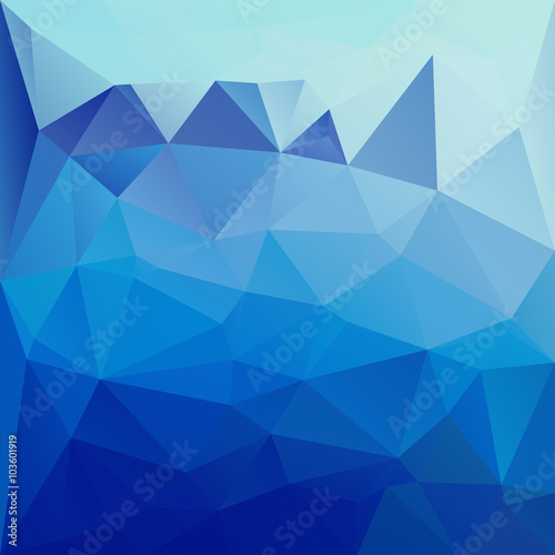 Polygonal mosaic background in blue and ultramarine colors.