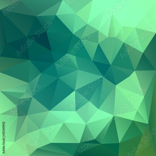 Polygonal mosaic background in green and blue colors.