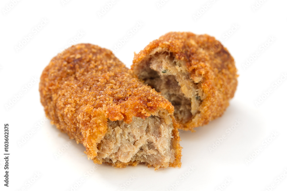 meat croquettes on white background isolated