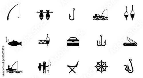 Leinwand Poster fishing isolated icons