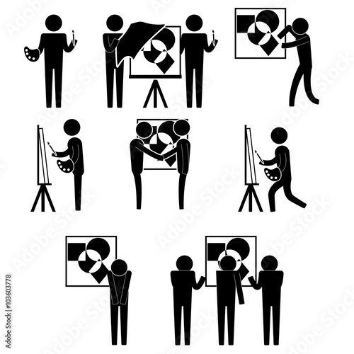 art exhibition for artist and selling painting icon sign symbol vector pictogram
