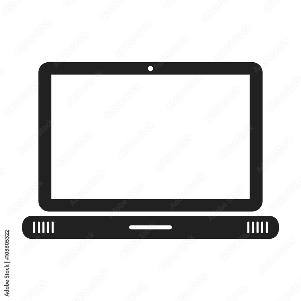 black laptop icon on white background