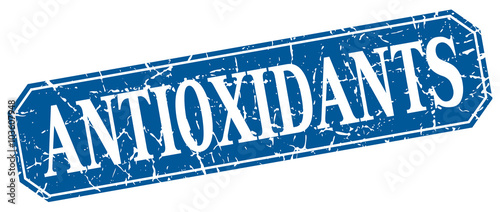 antioxidants blue square vintage grunge isolated sign