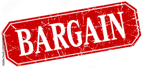bargain red square vintage grunge isolated sign