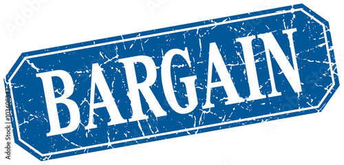 bargain blue square vintage grunge isolated sign