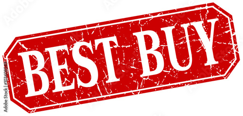 best buy red square vintage grunge isolated sign