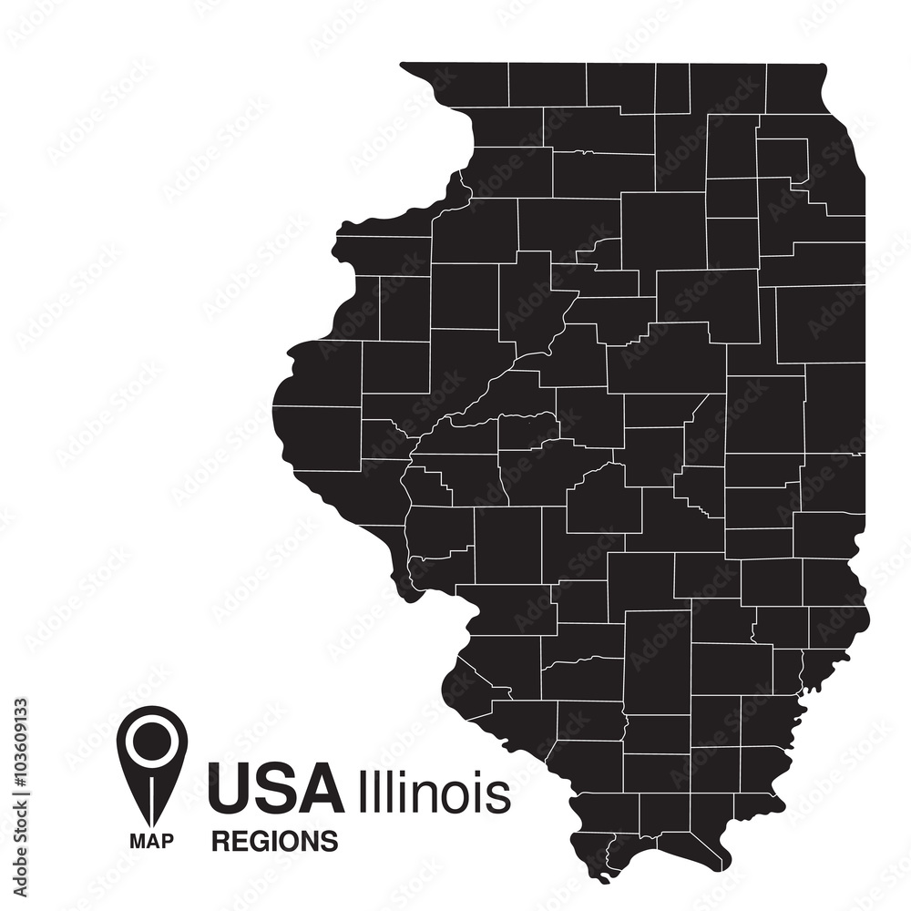 USA Illinois regions map