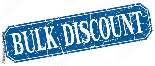 bulk discount blue square vintage grunge isolated sign