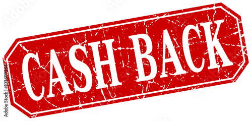 cash back red square vintage grunge isolated sign