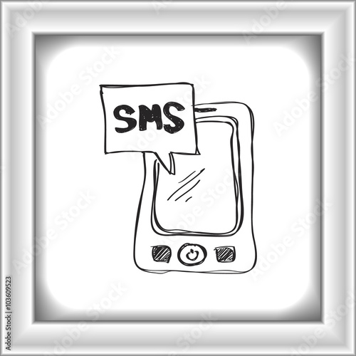 Doodle of mobile phone with sms message