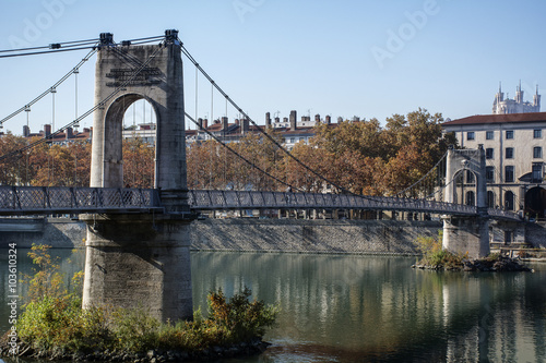 Old pedestrian bridge in France in Lyon