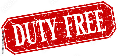 duty free red square vintage grunge isolated sign