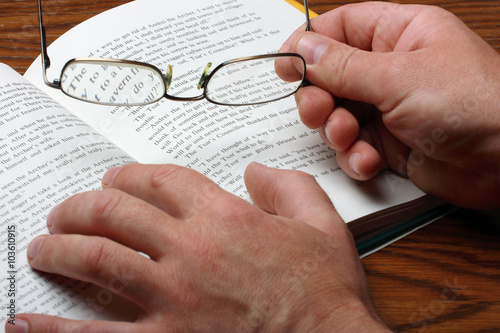 The book and glasses