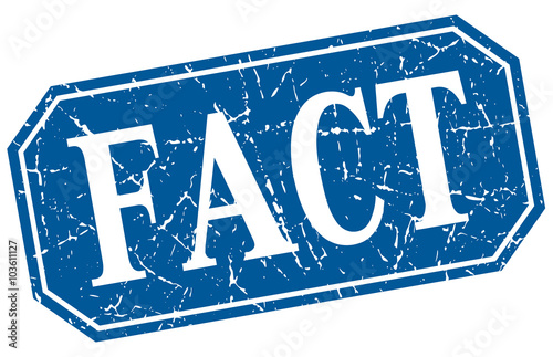 fact blue square vintage grunge isolated sign