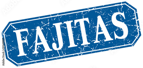 fajitas blue square vintage grunge isolated sign