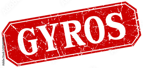 gyros red square vintage grunge isolated sign