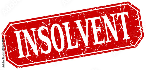 insolvent red square vintage grunge isolated sign