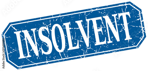 insolvent blue square vintage grunge isolated sign