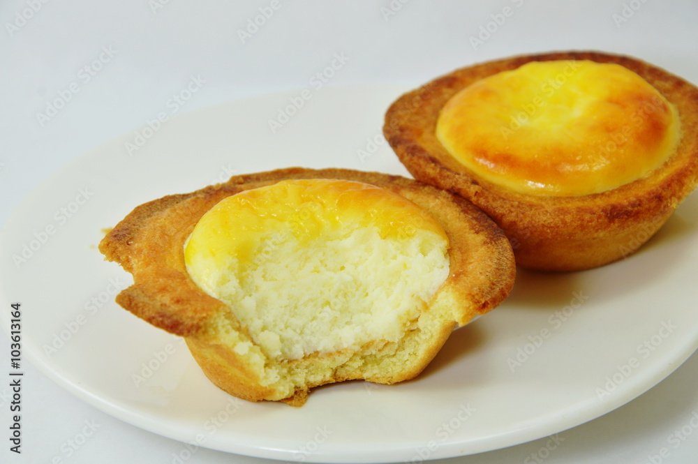 cheese custard tart bite on dish cheese custard tart bite on dish