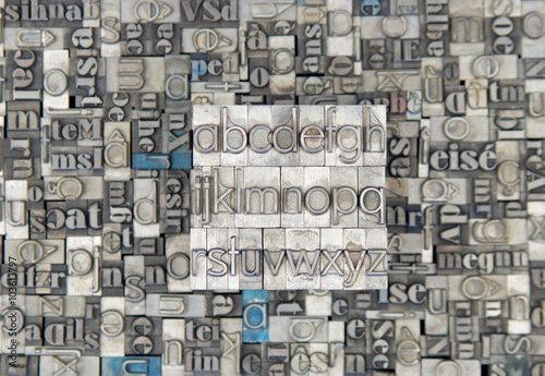Photo Stock Alphabet Lettres Minuscules A B C D E F G H I J K L M N O P Q R S T U V W X Y Z Caracteres D Imprimerie En Plomb Adobe Stock