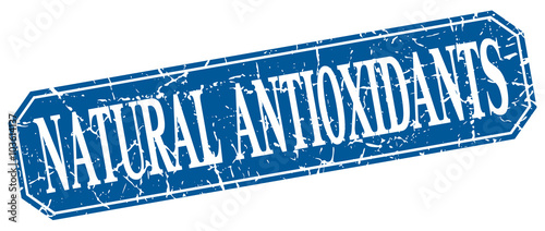 natural antioxidants blue square vintage grunge isolated sign