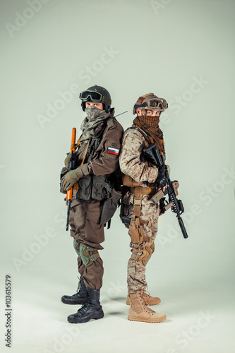 Special force soldiers: russian & american