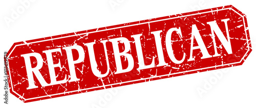 republican red square vintage grunge isolated sign