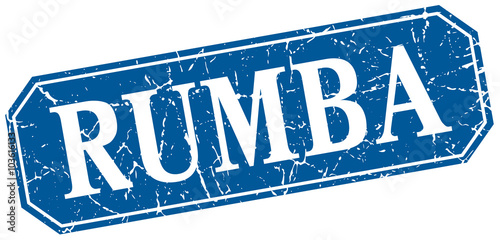 rumba blue square vintage grunge isolated sign