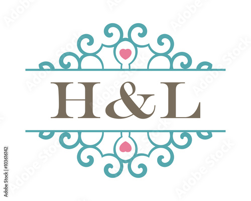 H&L initial ornament wedding logo