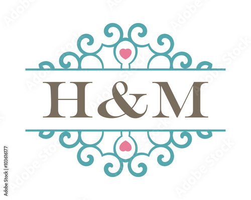 H&M initial ornament wedding logo