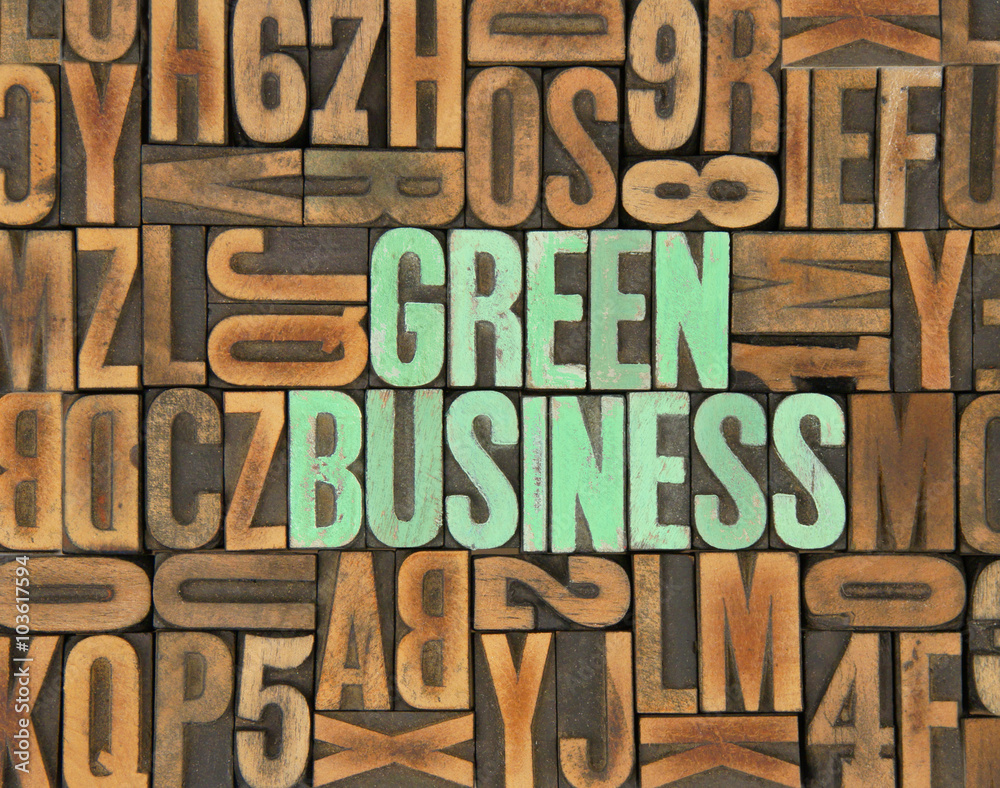 green business / caracteres d'imprimerie en bois green business / caracteres d'imprimerie en bois
