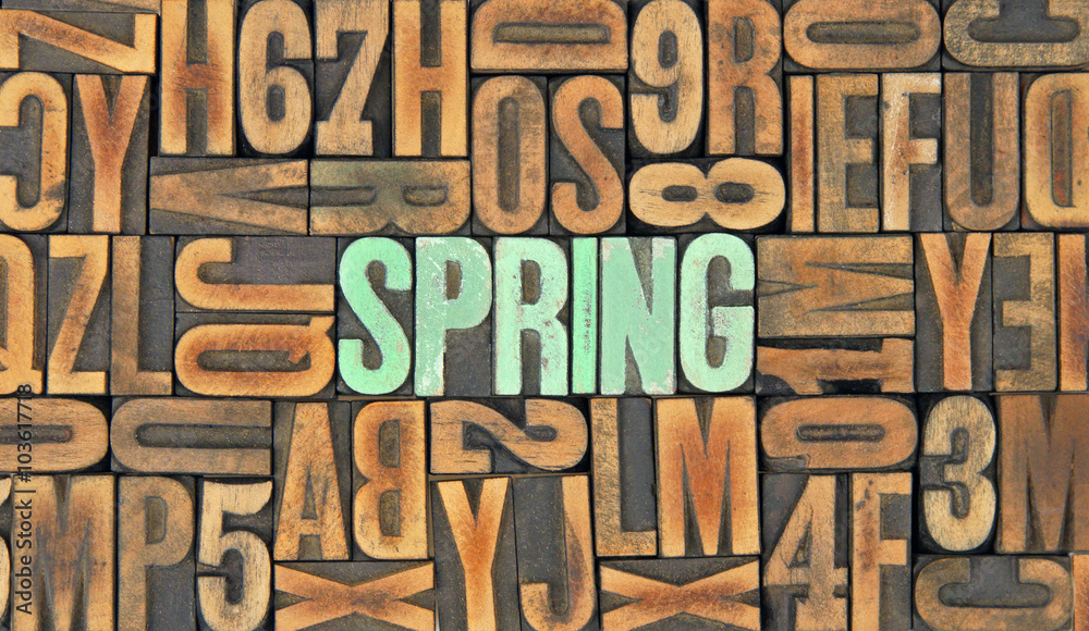 Spring / caracteres d'imprimerie en bois Spring / caracteres d'imprimerie en bois
