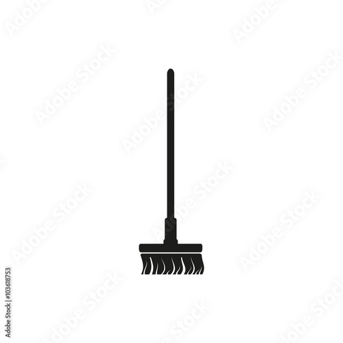 Simple minimal single vertical black Broom besom icon symbol style