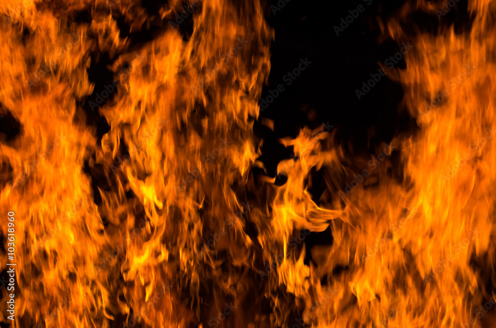 Obraz premium Fire flames on a black background