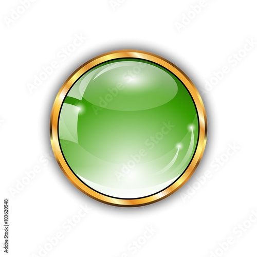 Green shiny button with glass effect 