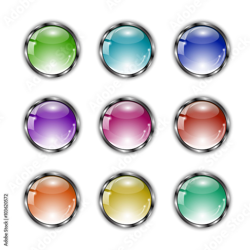 Free Download Shiny colorful buttons set  with glass effect  - GFXLoad