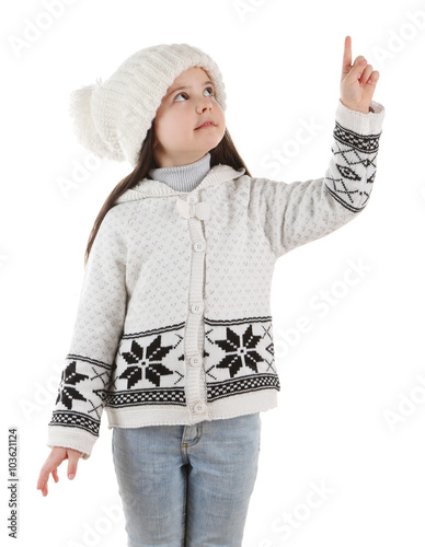 Little girl in a trendy kni...